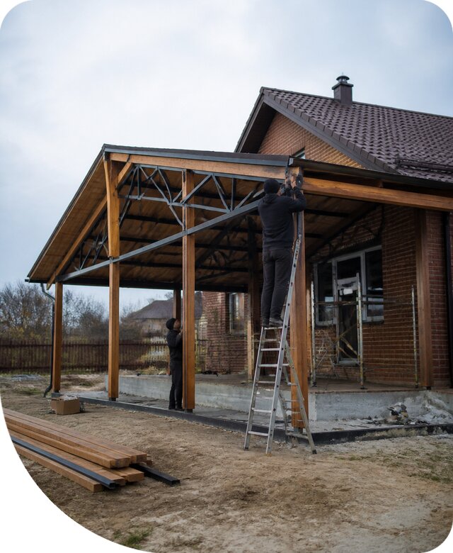 Пристройка навеса к дому и участку в Калуге под ключ